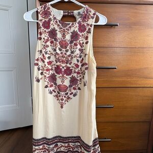 Urban Outfitters Cream and Red Patterned Mini Dress